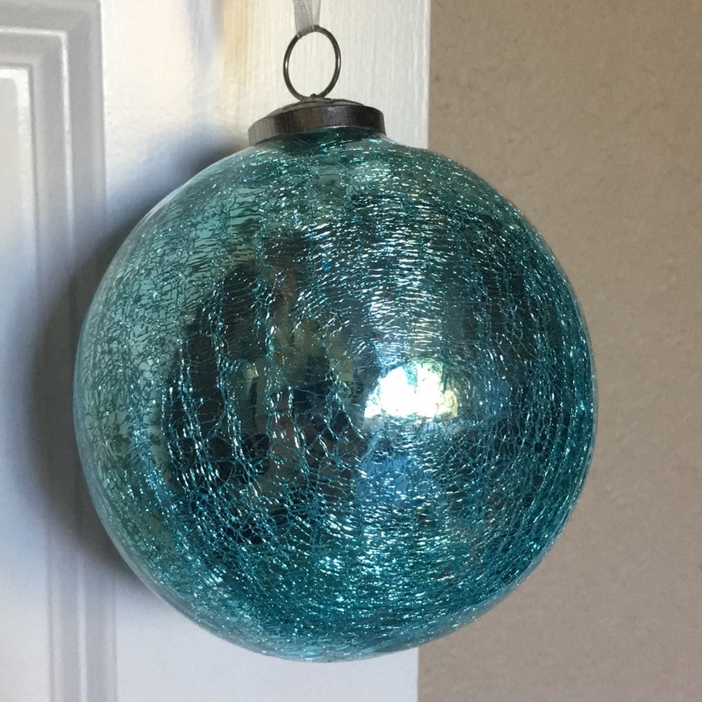 Mercury glass blue ornament ball